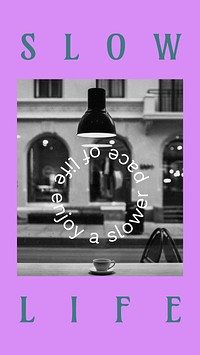 Cafe quote Instagram story template purple design