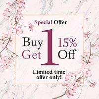 Special offer instagram ad template, cherry blossom