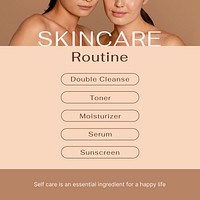 Skincare routine Instagram post template, earth tone design