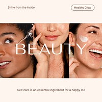 Diverse beauty Instagram post template, skincare ad