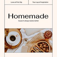 Homemade coffee Instagram post template, cozy aesthetic