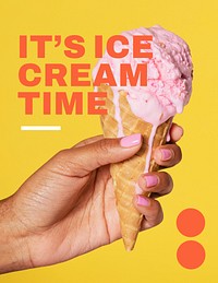Melting ice-cream flyer template, yellow design
