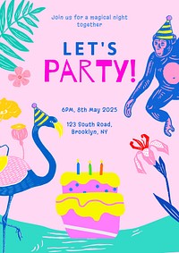 Let's party poster template and design