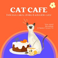 Cat cafe Facebook post template