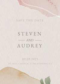 Wedding invitation card template, chromatography art style