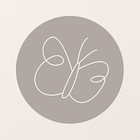Aesthetic butterfly line art  IG story cover template illustration