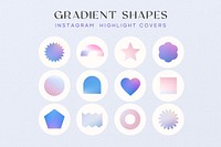 Gradient shapes Instagram story highlight cover template set