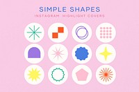 Simple shapes Instagram story highlight cover template set