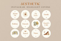 Aesthetic Instagram story highlight cover template set