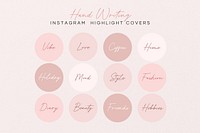 Pink hand writing Instagram story highlight cover template set