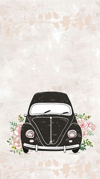 Black wedding car transportation illustrated automobile.