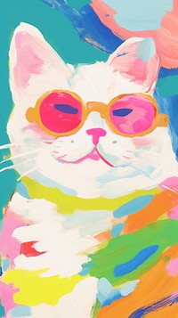 Cat wearing sunglasses painting art accessories.