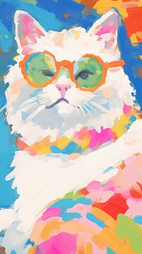 Cat wearing sunglasses painting art person.