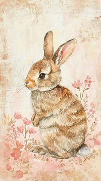 Cute bunny animal postcard rat painting mammal.