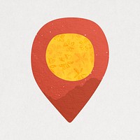 Location pin icon in cute paper cut illustration
