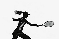 Silhouette tennis player action pose