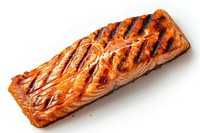 Grilled salmon fillet on white