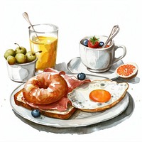 Delicious breakfast watercolor illustration