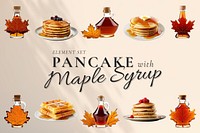 Pancake with maple syrup bottle element set