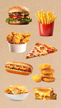 Yummy fast food element set