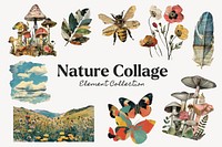 Nature craft collage design element set