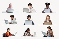 Diverse children online learning design element set