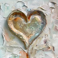 Textured heart-shaped abstract painting