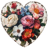 Vintage floral heart art