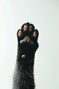 Black cat paw raised high