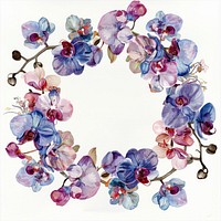 Elegant watercolor orchid wreath