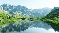 Serene mountain lake landscape