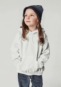 Child wearing white hoodie