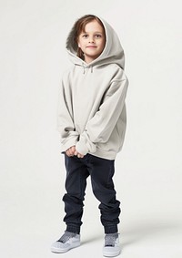 Child wearing oversized hoodie