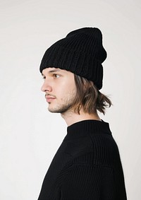 Stylish beanie on young man