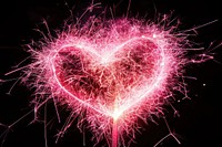 Heart-shaped pink sparkler overlay