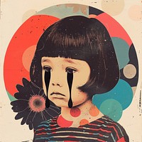 Surreal child crying illustration