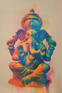 Colorful Ganesh deity digital illustration