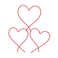 Three intertwined red hearts illustration