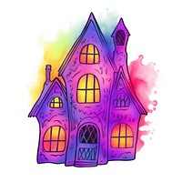 Colorful haunted house illustration