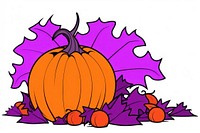 Autumn pumpkin with purple leaves