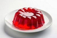 Red gelatin dessert on plate