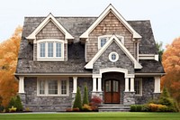 Charming stone house autumn landscape