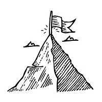 Hand-drawn mountain peak flag