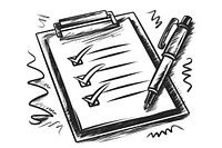 Checklist clipboard pen sketch illustration