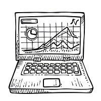 Hand-drawn laptop graph illustration