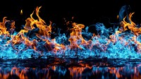 Vibrant flames in striking contrast