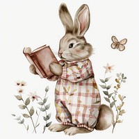 Adorable bunny reading book