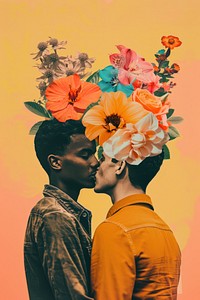 Romantic floral kiss illustration