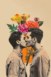 Romantic floral kiss illustration