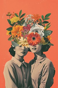 Surreal floral head collage